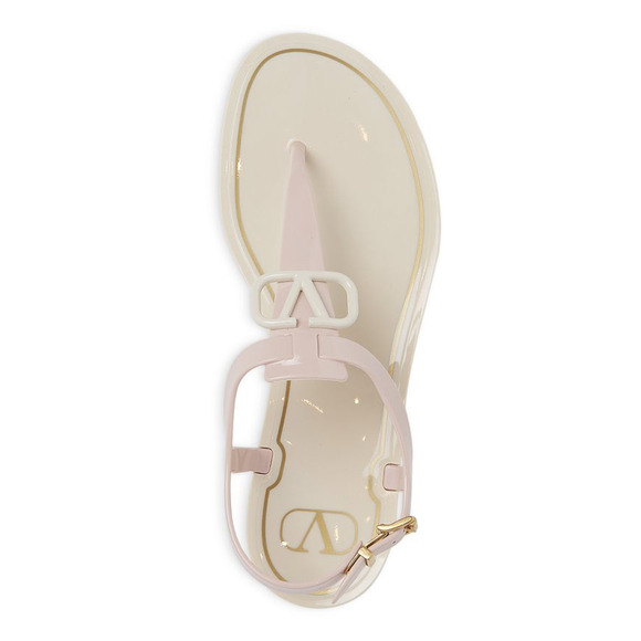 Valentino Rockstud Pink V Logo PVC Thong Rubber Jelly Ankle Strap Flat Sandal 41 - Picture 6 of 11